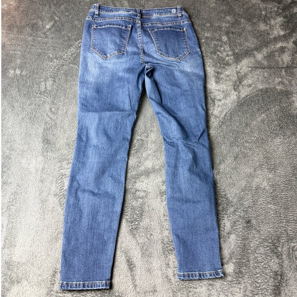Kensie Effortless Ankle Mid Rise Distressed Blue Wash Skinny Jeans Size 6/28 - Picture 2 of 13